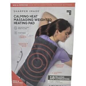 NEW! Sharper Image Calming Heat Massaging Weighted Electric Heating Pad 12x24"